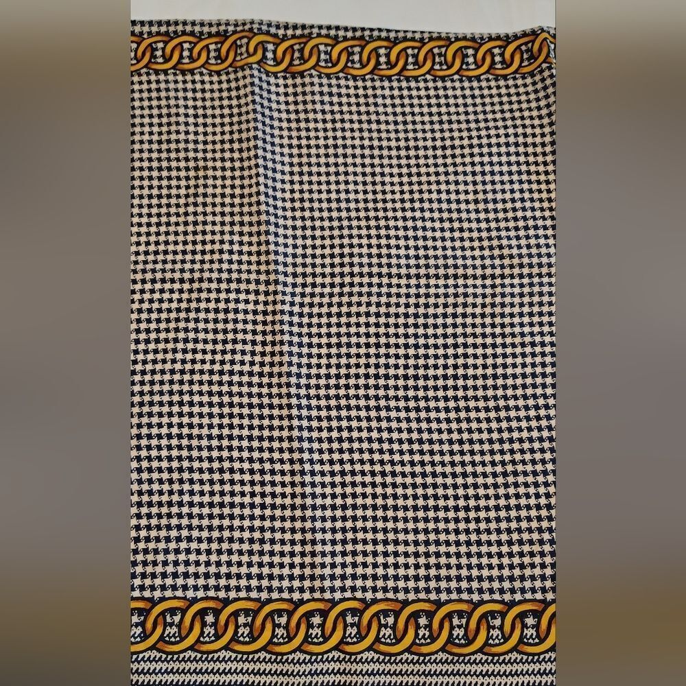 Albert Nipon Black & Gold Vintage Checkered Scarf Houndstooth Gingham - Picture 4 of 14